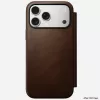 Nomad Modern Leather Folio odinis dėklas su aliuminiu, tinka iPhone 17 Pro Max (6,9 colio), rudas