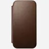 Nomad Modern Leather Folio odinis dėklas su aliuminiu, tinka iPhone 17 Pro Max (6,9 colio), rudas