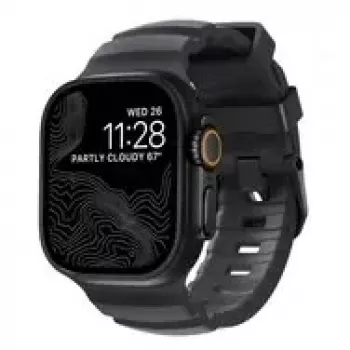 NOMAD Rocky Point Band – dirželis Apple Watch 46mm/49mm su FKM ir titanu (storm, juoda apkausta)