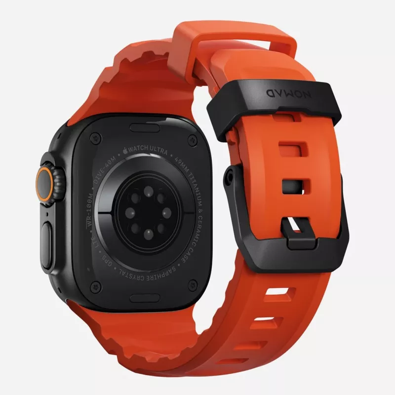 Nomad Rocky Point apyrankė Apple Watch 46/49 mm, FKM ir titanas, Magma/Juoda furnitūra
