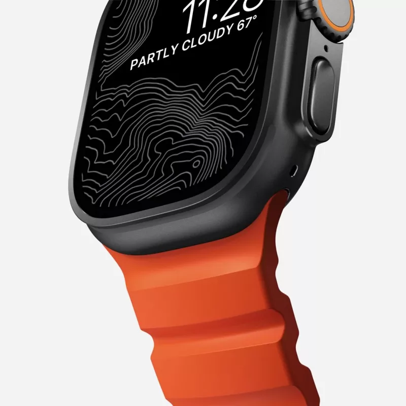 Nomad Rocky Point apyrankė Apple Watch 46/49 mm, FKM ir titanas, Magma/Juoda furnitūra