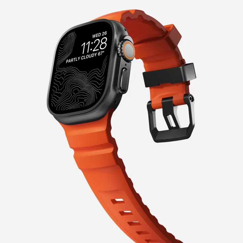 Nomad Rocky Point apyrankė Apple Watch 46/49 mm, FKM ir titanas, Magma/Juoda furnitūra