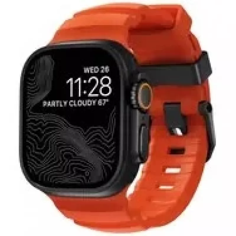 Nomad Rocky Point apyrankė Apple Watch 46/49 mm, FKM ir titanas, Magma/Juoda furnitūra