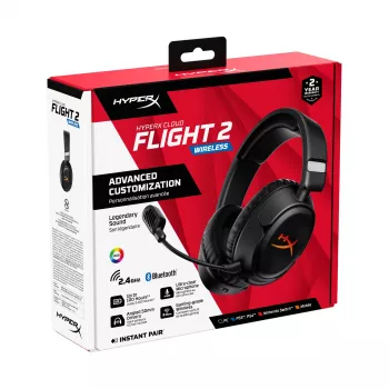 Belaidis žaidimų ausinių rinkinys HyperX Cloud Flight 2 — Uždedamos, Juodos