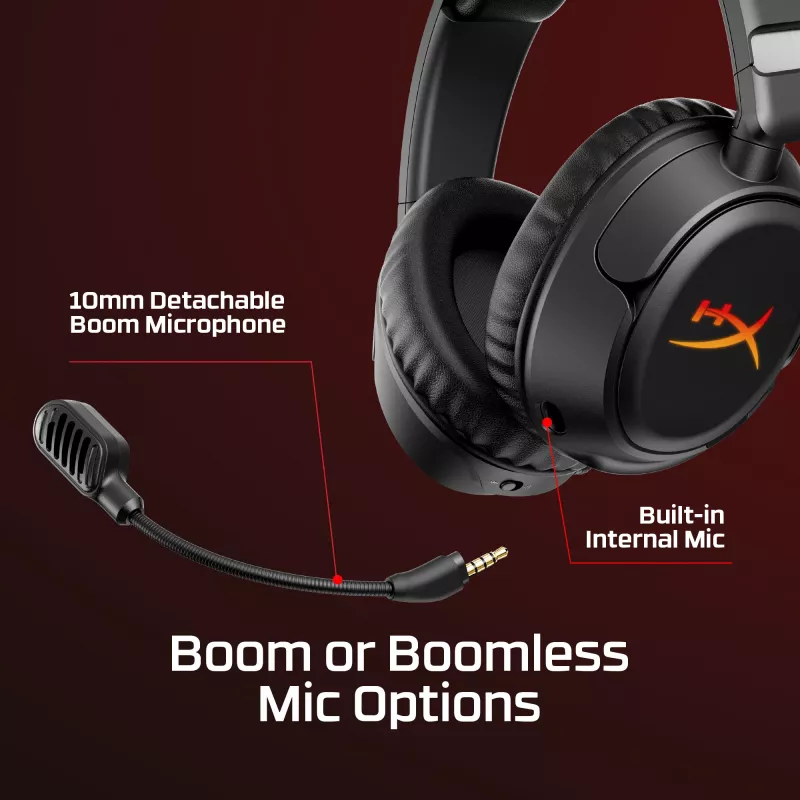 Belaidis žaidimų ausinių rinkinys HyperX Cloud Flight 2 — Uždedamos, Juodos