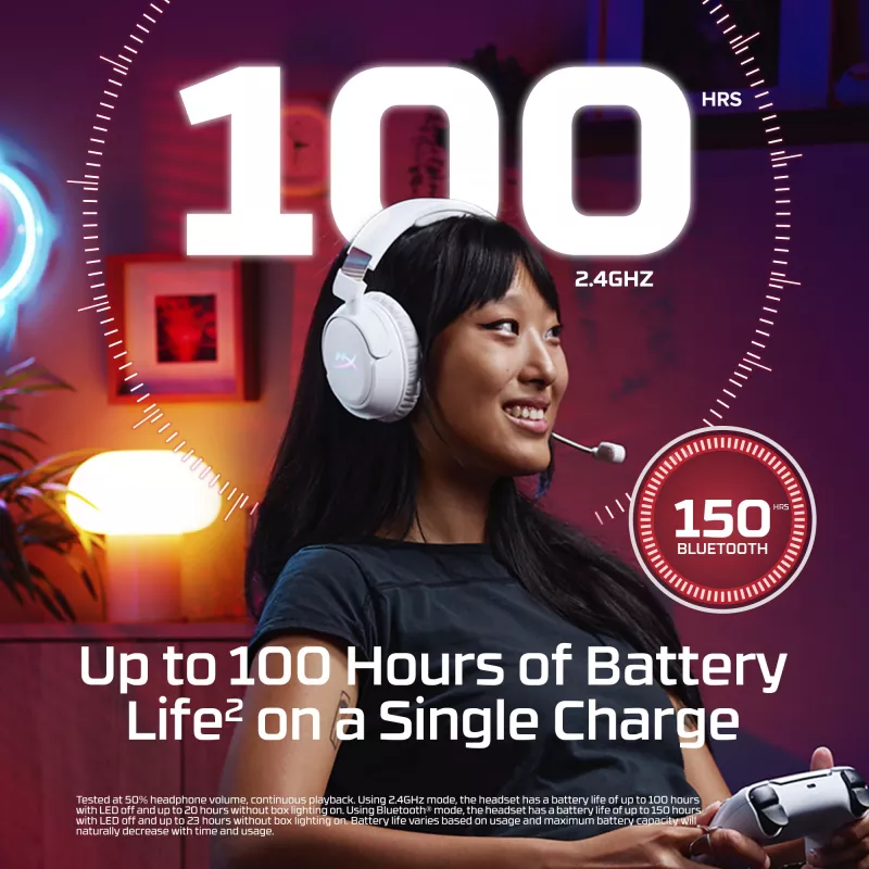 Belaidis žaidimų ausinių rinkinys HyperX Cloud Flight 2 — Uždedamos, Juodos