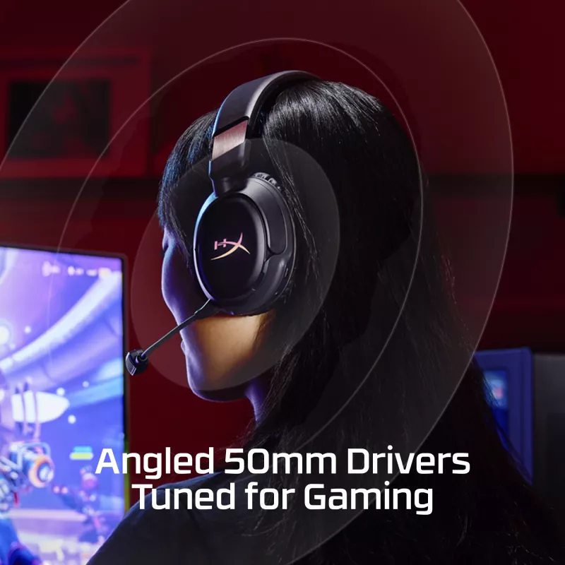 Belaidis žaidimų ausinių rinkinys HyperX Cloud Flight 2 — Uždedamos, Juodos