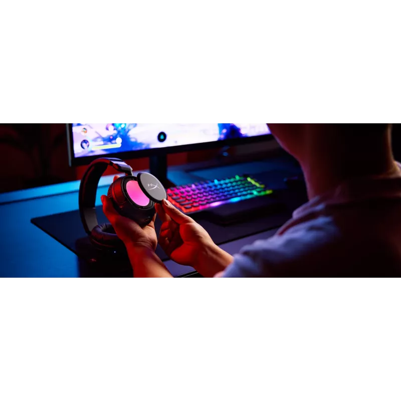 Belaidis žaidimų ausinių rinkinys HyperX Cloud Flight 2 — Uždedamos, Juodos