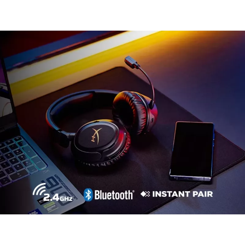 Belaidis žaidimų ausinių rinkinys HyperX Cloud Flight 2 — Uždedamos, Juodos