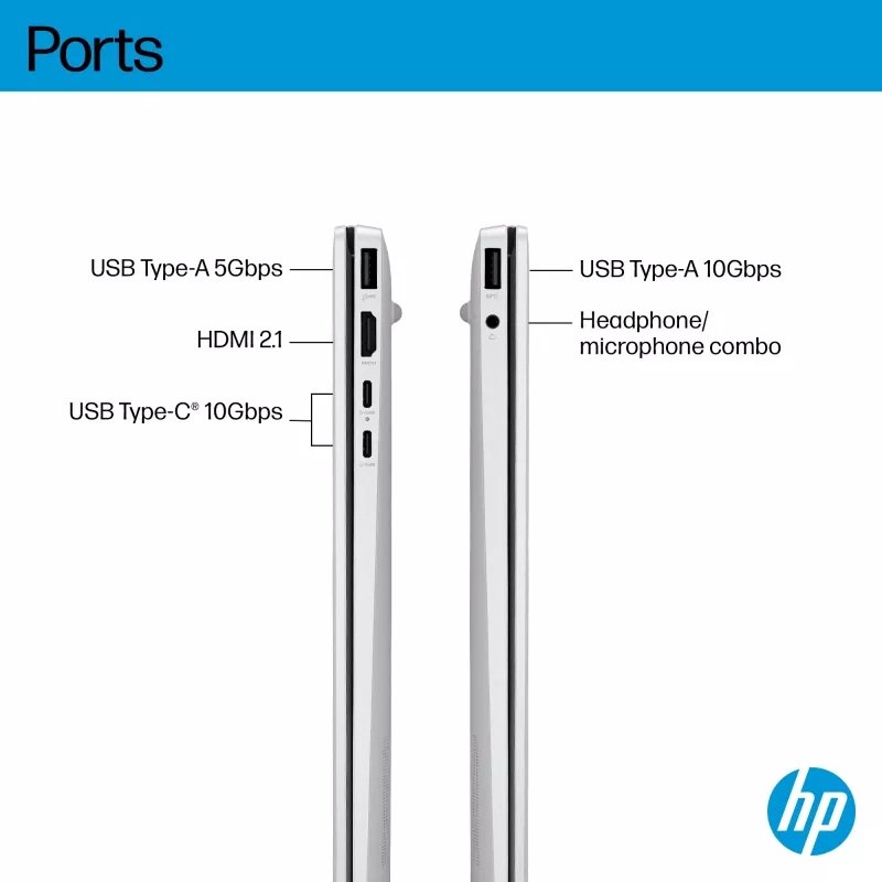 HP OmniBook 5 16-bc1002na AMD Ryzen™ 5 8540U nešiojamas kompiuteris 40,6 cm (16 colių) jutiklinis 2K 8 GB LPDDR5-SDRAM 512 GB SSD Wi-Fi 6 (802.11ax) Windows 11 Home sidabrinis