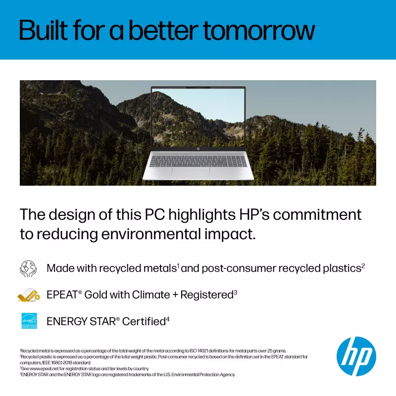 HP OmniBook 5 16-ba1005na nešiojamas kompiuteris, Intel® Core™ i3-1315U, 40.6 cm (16 col.) 2K, 8 GB LPDDR5-SDRAM, 512 GB SSD, Wi-Fi 6 (802.11ax), Windows 11 Home, sidabrinis