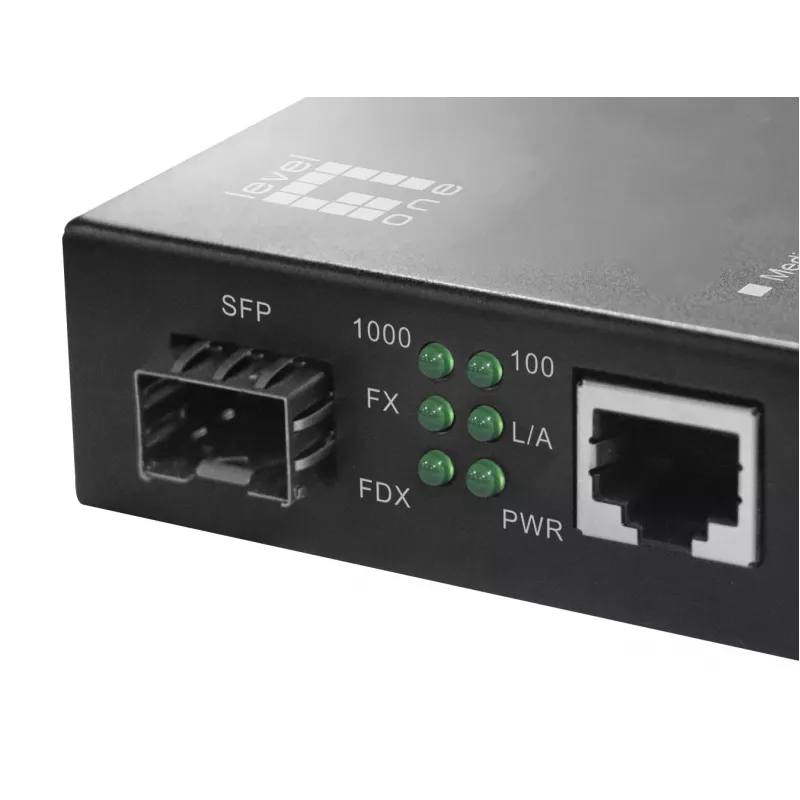 LevelOne GVT-2012 RJ45 į SFP Gigabit medijos keitiklis, PoE PSE
