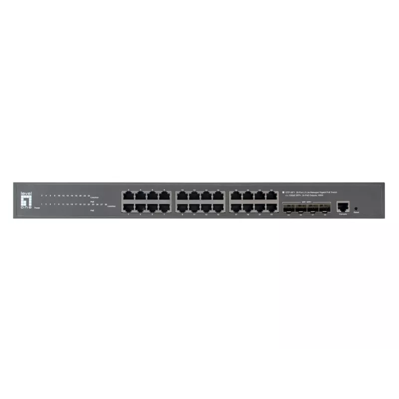 LevelOne GTP-2871 tinklo jungiklis Valdomas L3 Gigabit Ethernet (10/100/1000) Maitinimas per Ethernet (PoE) Pilka