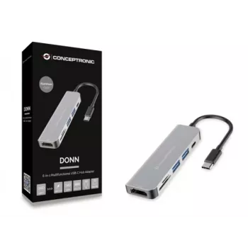 Conceptronic DONN02G USB-C dokas / prievadų kartotuvas 6-in-1 USB 3.2 Gen 1 aliuminis