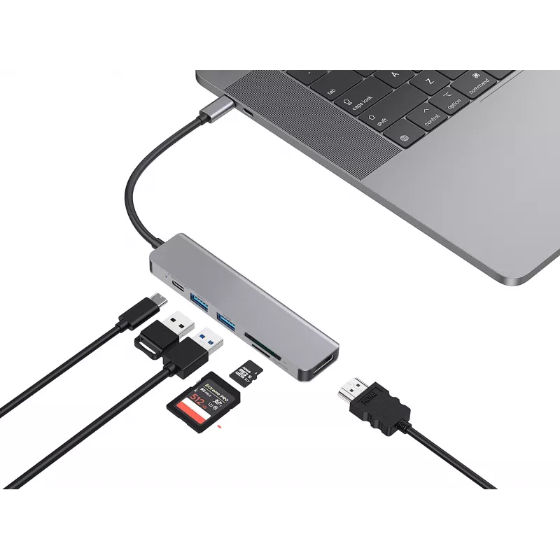 Conceptronic DONN02G USB-C dokas / prievadų kartotuvas 6-in-1 USB 3.2 Gen 1 aliuminis