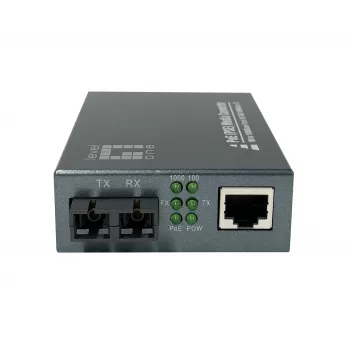 LevelOne GVT-2014 RJ45 į SC gigabitinio ryšio medijos keitiklis, PoE PSE, vienmodis šviesolaidis, 20 km