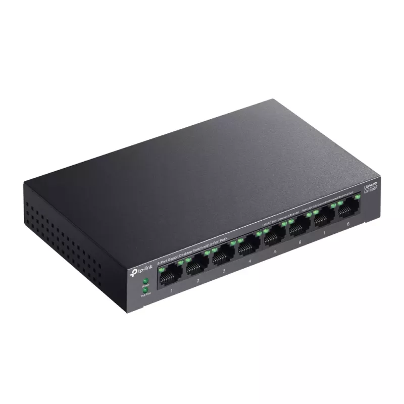 TP-Link LiteWave 8-Port Gigabit stalinis komutatorius su 8 PoE+ prievadais