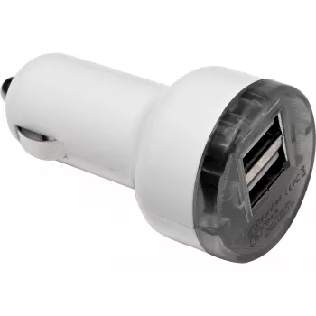 Sandberg automobilinis dvigubas USB įkroviklis 1000+2400mA, cigarečių degtukas, 5 V, baltas