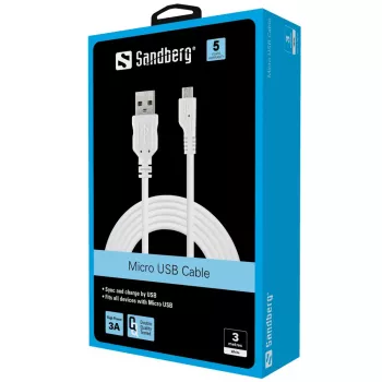 Sandberg MicroUSB sinchronizavimo ir įkrovimo kabelis 3 m