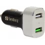 Sandberg automobilinis įkroviklis 1xQC 3.0+1xUSB 2,4A, automatinis, cigarečių degtukas, 12 V, aliuminis, juodas