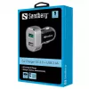 Sandberg automobilinis įkroviklis 1xQC 3.0+1xUSB 2,4A, automatinis, cigarečių degtukas, 12 V, aliuminis, juodas