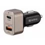 Sandberg automobilinis įkroviklis 1xQC3.0+1xUSB-C 24W, cigarečių degtukas, 12 V, juoda, pilka