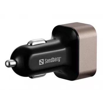 Sandberg automobilinis įkroviklis 1xQC3.0+1xUSB-C 24W, cigarečių degtukas, 12 V, juoda, pilka