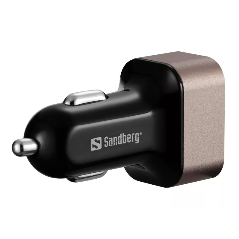 Sandberg automobilinis įkroviklis 1xQC3.0+1xUSB-C 24W, cigarečių degtukas, 12 V, juoda, pilka