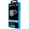Sandberg automobilinis įkroviklis 1xQC3.0+1xUSB-C 24W, cigarečių degtukas, 12 V, juoda, pilka