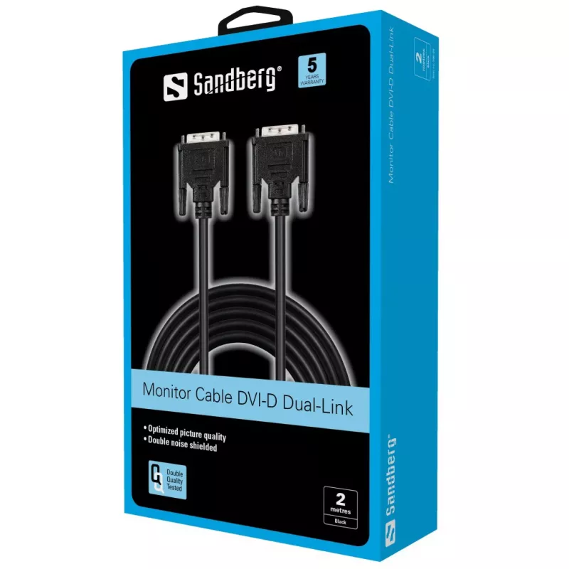 Sandberg Monitor Cable DVI-DVI 2 m, juodas, vyriški/vyriški