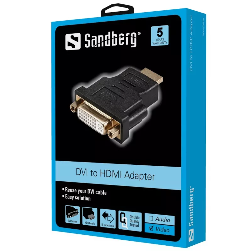 Sandberg Adapter DVI-F - HDMI-M, juoda