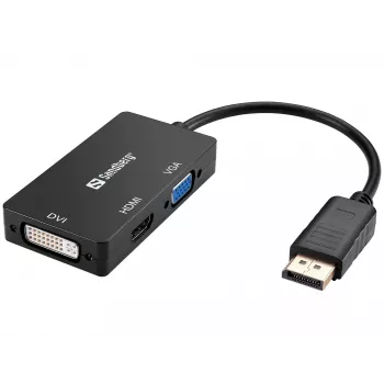 Sandberg adapter DisplayPort į HDMI + DVI + VGA, 0,19 m