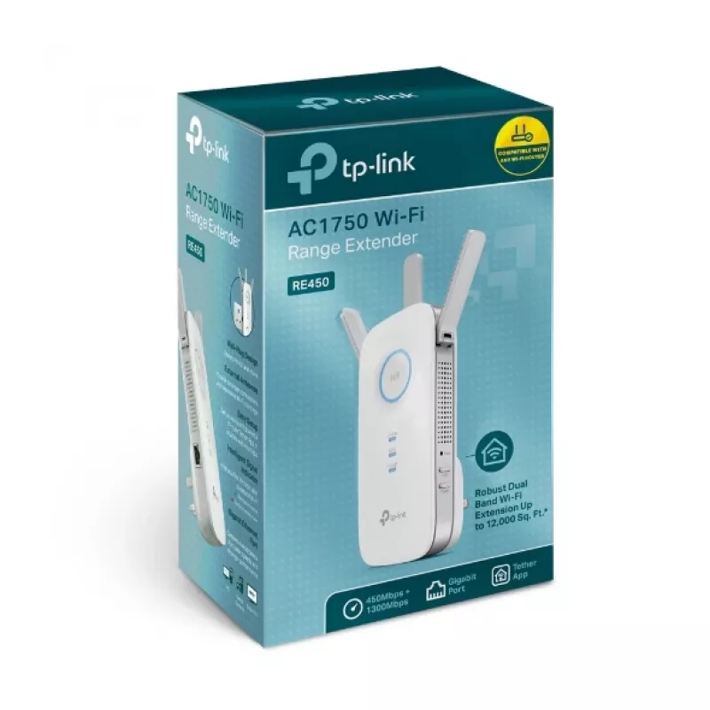 TP-Link RE450 belaidžio tinklo stiprintuvas, 10/100/1000 Mbit/s, baltas