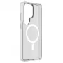 Cellularline Clear Mag - Galaxy S26 Ultra itin tvirtas permatomas dėklas su guminiu kraštu, suderinamas su Qi2 ekosistema ir magnetiniais priedais, apdorotas nuo pageltimo
