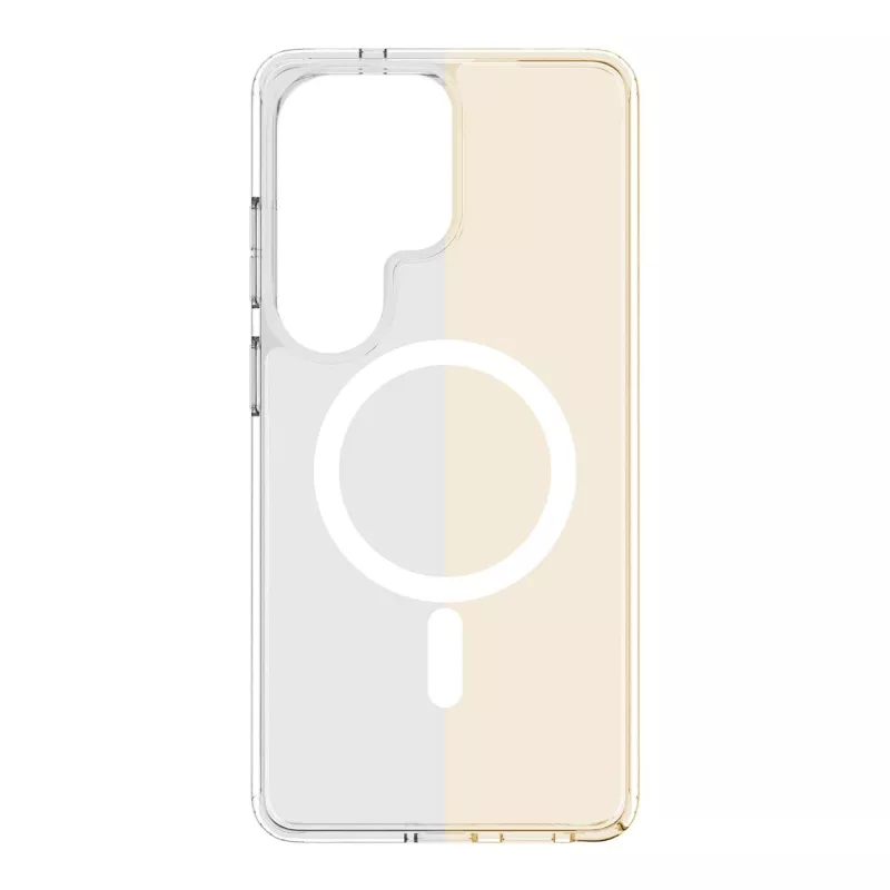 Cellularline Clear Mag - Galaxy S26 Ultra itin tvirtas permatomas dėklas su guminiu kraštu, suderinamas su Qi2 ekosistema ir magnetiniais priedais, apdorotas nuo pageltimo