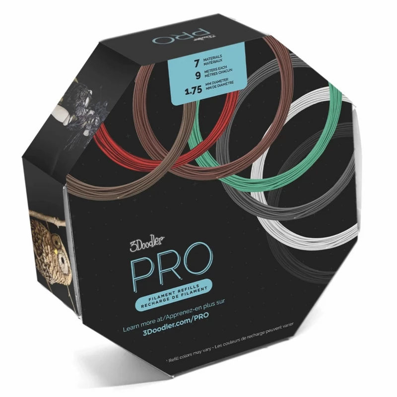 3Doodler PRO-FILLS 3D spausdinimo medžiaga Varis, Polilaktidas (PLA), Polilaktidas-anglies pluoštas (PLA-CF), Medienos pluoštas Varis, Žalia, Pilka, Balta, Mediena, Raudona, Bronza