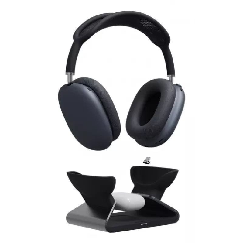 mophie AirPods Max įkrovimo stovas, vidaus naudojimui, USB, belaidis įkrovimas, juoda
