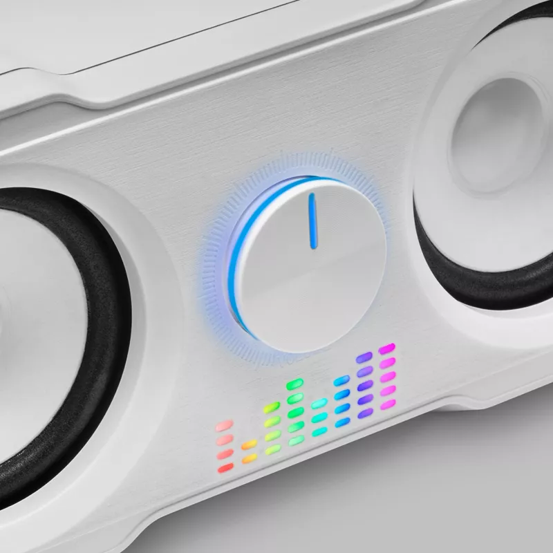 Mars Gaming MS22W Kompaktiški žaidimų garsiakalbiai 2.2 RGB Flow Subwoofer + 4 aktyvūs garsiakalbiai DSP garsas 35W Balti