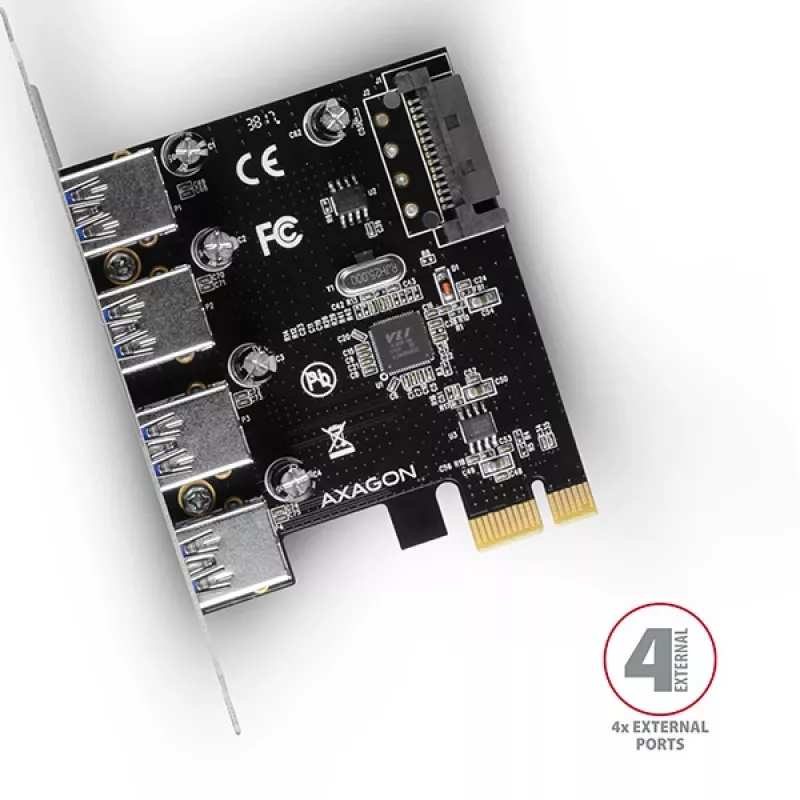 Axagon PCEU-430VL PCI-Express kortelė su 4 USB 3.2 Gen 1 prievadais