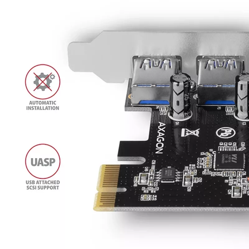 Axagon PCEU-430VL PCI-Express kortelė su 4 USB 3.2 Gen 1 prievadais