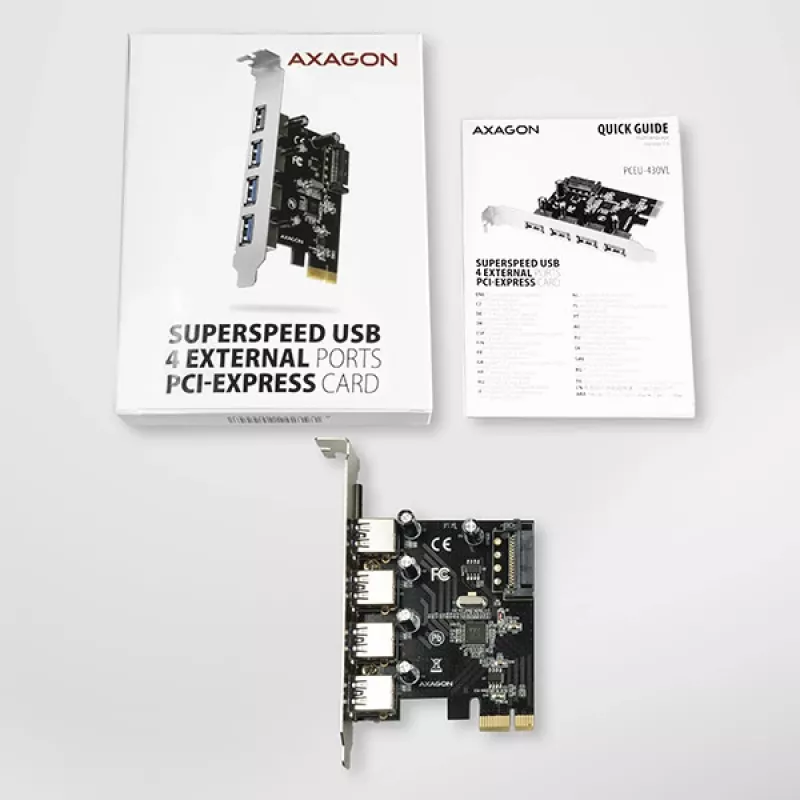 Axagon PCEU-430VL PCI-Express kortelė su 4 USB 3.2 Gen 1 prievadais