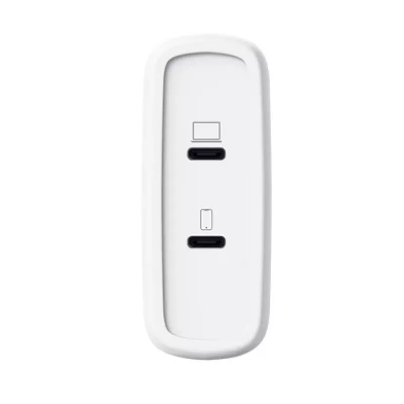 Įkroviklis TRUST Maxo 100W 2-Port USB-C GaN — 100 W, 2x USB-C, 20 V maks., AC vidaus, 2 m laidas, baltas