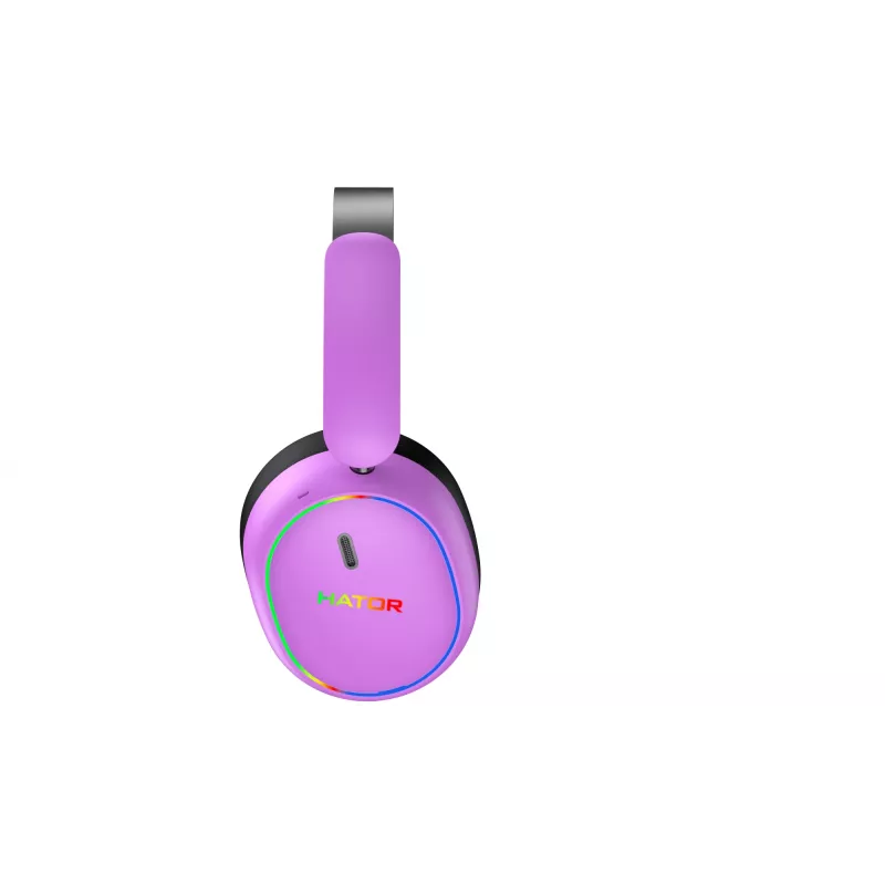 HATOR Phoenix 2 Wireless ausinės žaidimams, belaidės ir laidinės, USB Type-C / USB Type-A, Bluetooth, violetinės