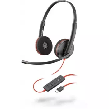 Ausinės HP POLY Blackwire 3225 – laidinės USB Type-A, galvos lankas, biurui/skambučių centrui, 121 g, juodos/raudonos