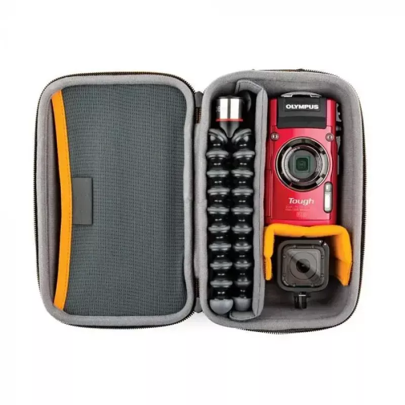 Dėklas fotoaparatui Lowepro HARDSIDE CS 60, kietas korpusas, 140×85×227 mm, juoda/oranžinė
