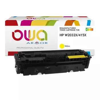Toner OWA Armor suderinamas su HP W2032X 415X 6000 puslapių geltonas