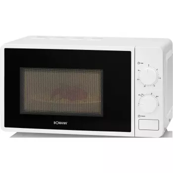 Solo mikrobangų krosnelė Bomann MW 6014 CB – 700 W, 20 L, 245 mm sukamas padėklas, 6 galios lygiai, balta