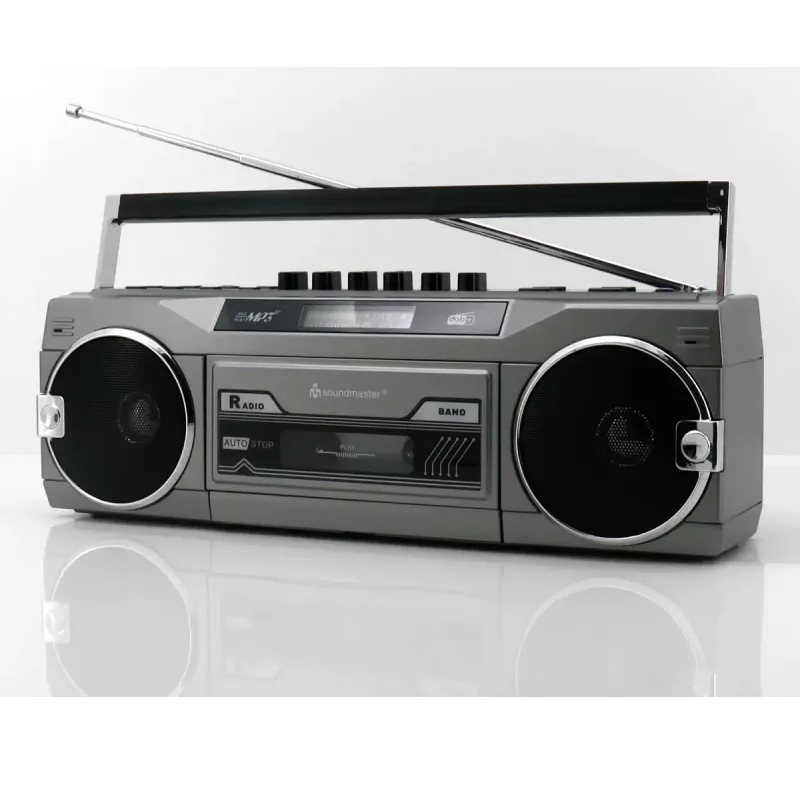 Nešiojamas kasečių grotuvas Soundmaster SRR80TI su DAB+ ir FM, LCD ekranu, 3 W RMS, 3,5 mm ausinėmis, baterija/230 V