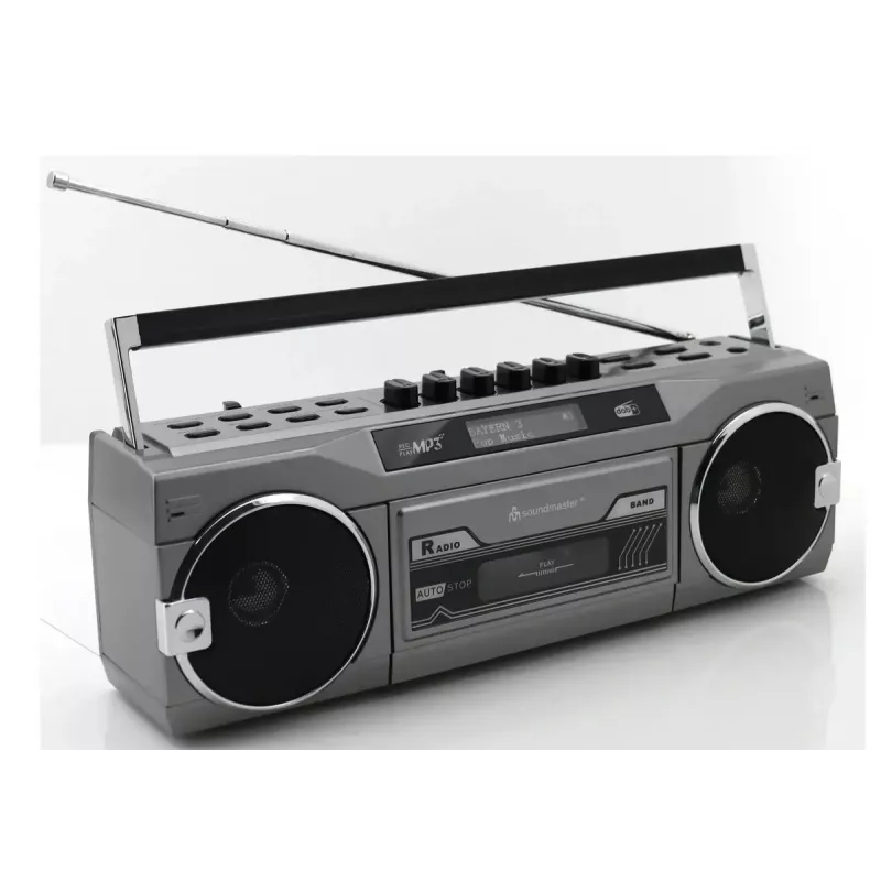 Nešiojamas kasečių grotuvas Soundmaster SRR80TI su DAB+ ir FM, LCD ekranu, 3 W RMS, 3,5 mm ausinėmis, baterija/230 V
