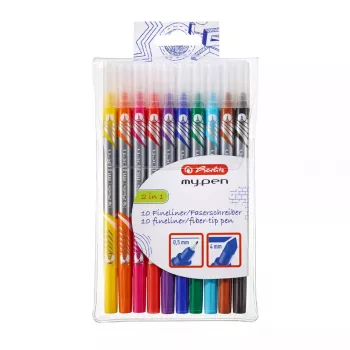 Markeris Herlitz 11367232 plonas antgalis 10 vnt juoda mėlyna ruda žalia oranžinė rožinė violetinė raudona geltona